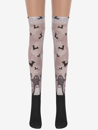 グレイハロウィン女性ニーハイソックスゴーストバットコスプレコスチューム