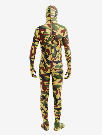 カモフラージ全身タイツ パターニング全身タイツ　マルチカラー　カモフラージュ柄　フルボディ　ライクラ・スパンデックス　大人用　ユニセックス　 ハロウィン
