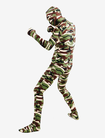 カモフラージ全身タイツ 全身タイツ　迷彩柄　コスチューム　開口部のない全身タイツ　ユニセックス　大人用 ハロウィン