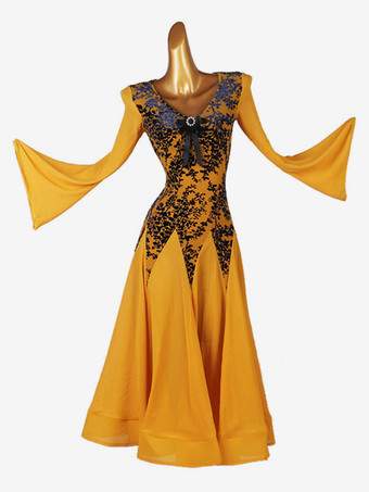 社交ダンスコスチュームオレンジ女性のライクラスパンデックスドレスダンスウェア