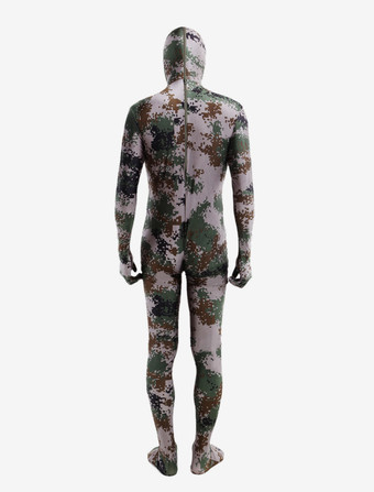 全身タイツ，迷彩柄　グレー　コスチューム　開口部のない全身タイツ　大人用　ユニセックス ハロウィン