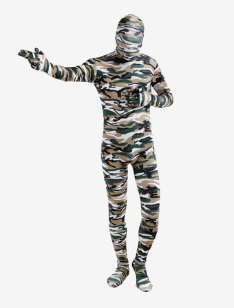カモフラージ全身タイツ パターニング全身タイツ　コスチューム　ハロウィン　マルチカラー　ライクラ・スパンデックス　ユニセックス　カモフラージュ柄　大人用　フルボディ　 ハロウィン