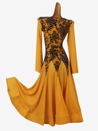 社交ダンスコスチュームオレンジ女性のライクラスパンデックスドレスダンスウェア