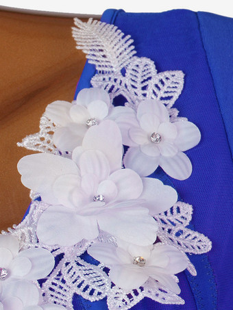 社交ダンスドレスコスチュームロイヤルブルーレディースライクラスパンデックスドレス