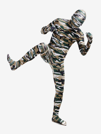 カモフラージ全身タイツ パターニング全身タイツ　コスチューム　ハロウィン　マルチカラー　ライクラ・スパンデックス　ユニセックス　カモフラージュ柄　大人用　フルボディ　 ハロウィン