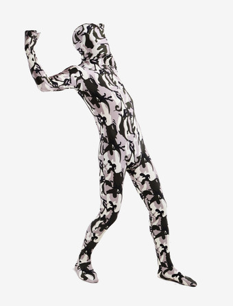 カモフラージ全身タイツ 全身タイツ，迷彩柄　コスチューム　グレープカラー　開口部のない全身タイツ　ユニセックス　大人用 ハロウィン