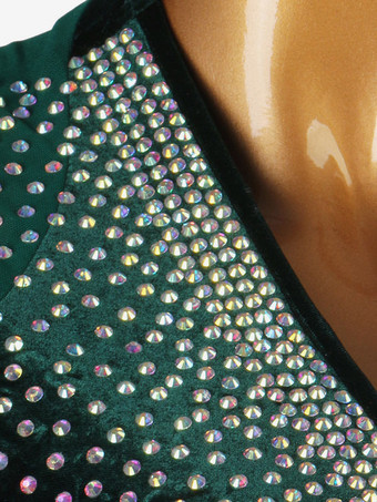 ラテンダンスドレスダークグリーンレディースライクラスパンデックスドレスラテンダンサーダンスウェア