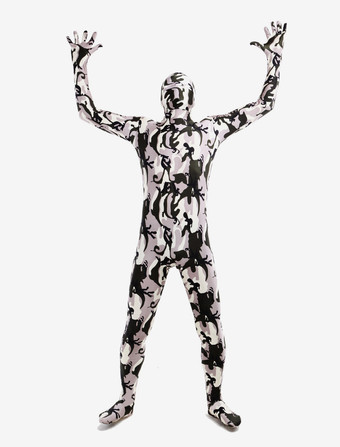 カモフラージ全身タイツ 全身タイツ，迷彩柄　コスチューム　グレープカラー　開口部のない全身タイツ　ユニセックス　大人用 ハロウィン