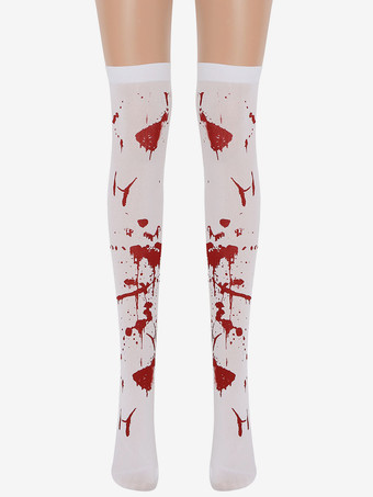 ホワイト 女性サロンストッキングブラッドニーハイソックスハロウィンコスプレコスチュームアクセサリー