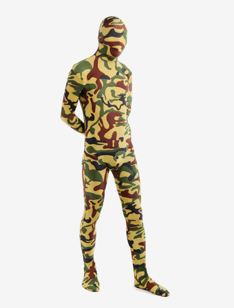 カモフラージ全身タイツ パターニング全身タイツ　マルチカラー　カモフラージュ柄　フルボディ　ライクラ・スパンデックス　大人用　ユニセックス　 ハロウィン