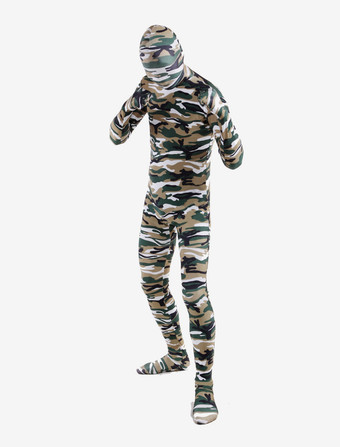 カモフラージ全身タイツ パターニング全身タイツ　コスチューム　ハロウィン　マルチカラー　ライクラ・スパンデックス　ユニセックス　カモフラージュ柄　大人用　フルボディ　 ハロウィン