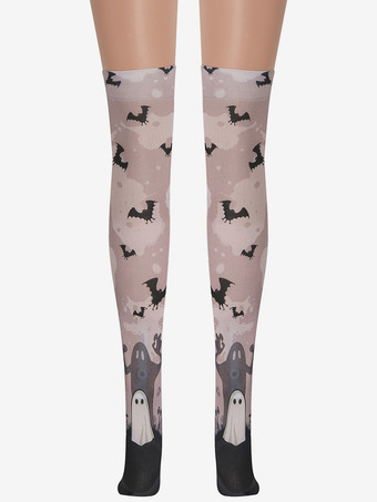 ハロウィン女性ニーハイソックスゴーストバットコスプレコスチューム