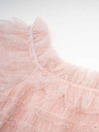 パーティー マキシ ドレス 装飾襟 フリル ポルカ ドット シアー セミフォーマル ドレス