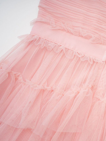 ライトスカイブルー ドレス V ネック フリル ノースリーブ レイヤード パーティー プロム マキシ ドレス