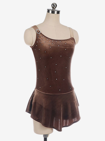 スケートドレスコーヒーブラウン韓国ベルベットダンス衣装