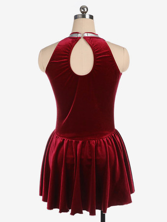 スケートドレスパープル韓国ビロードツートンカラーのダンス衣装