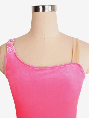 スケートドレスピンク韓国ベルベットノースリーブダンス衣装