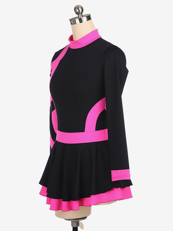 スケートドレスローズ韓国ベルベットストライプダンス衣装