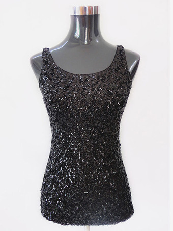 ブラック ダンス衣装　ラテンダンス　女性用　パフォーマンス　ラテンダンサー　無地　ライクラ・スパンデックス　大人用　ベスト　