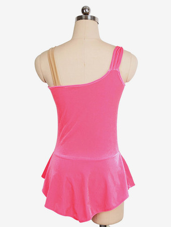 スケートドレスピンク韓国ベルベットノースリーブダンス衣装