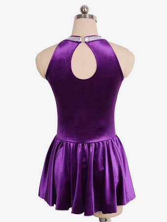 スケートドレスパープル韓国ビロードツートンカラーのダンス衣装
