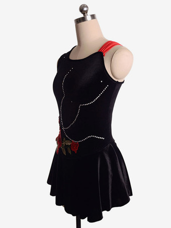 スケートドレス黒韓国ベルベットダンス衣装