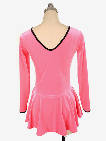 スケートドレスブルゴーニュの韓国のベルベット長袖ダンス衣装