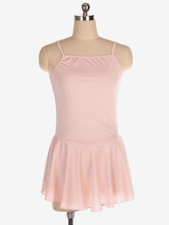 ピンク スケートドレスポリエステルアイススケーターダンスコスチューム