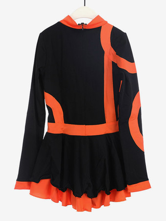 スケートドレスローズ韓国ベルベットストライプダンス衣装