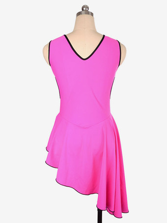 スケートドレスローズポリエステルボディコンダンス衣装