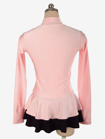 スケートドレスピンクポリエステルツートンダンスのコスチューム