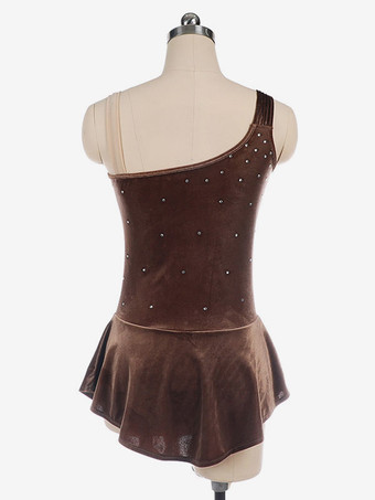 スケートドレスコーヒーブラウン韓国ベルベットダンス衣装