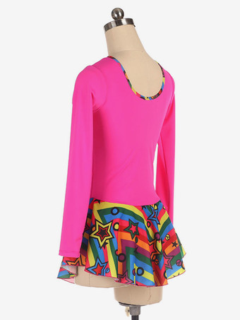 スケートドレスローズポリエステルダンス衣装