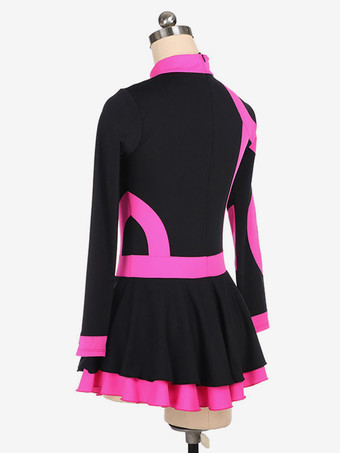 スケートドレスローズ韓国ベルベットストライプダンス衣装