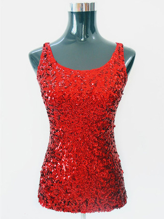 レッドダンス衣装　ラテンダンス　女性用　パフォーマンス　ラテンダンサー　無地　ライクラ・スパンデックス　大人用　ベスト　