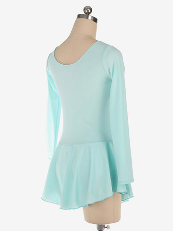 スケートドレスアクアポリエステルボディコン長袖ダンス衣装