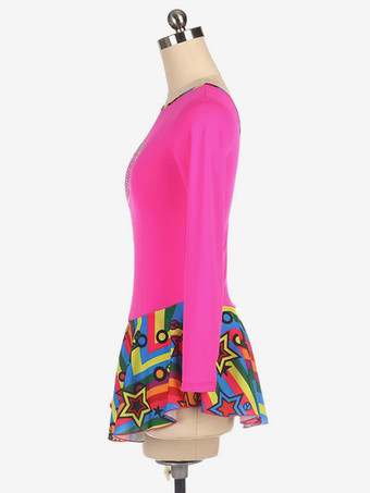 スケートドレスローズポリエステルダンス衣装