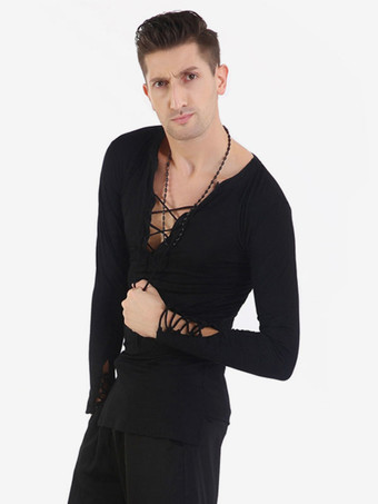 ダンス衣装　インターナショナルダンス　ブラック　男性用　社交ダンサー　無地　パフォーマンス　大人用　トップス　