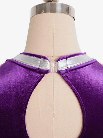 スケートドレスパープル韓国ビロードツートンカラーのダンス衣装