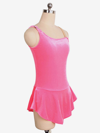 スケートドレスピンク韓国ベルベットノースリーブダンス衣装