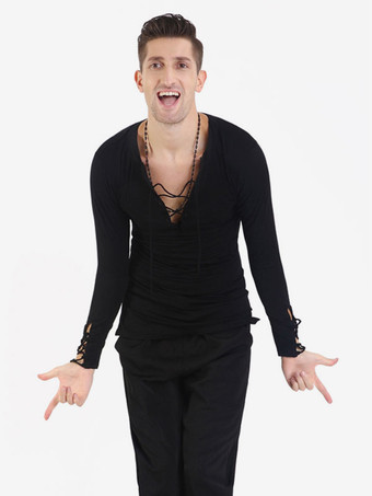 ダンス衣装　インターナショナルダンス　ブラック　男性用　社交ダンサー　無地　パフォーマンス　大人用　トップス　