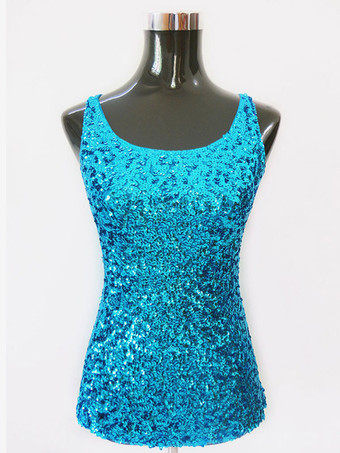 レイクブルー ダンス衣装　ラテンダンス　女性用　パフォーマンス　ラテンダンサー　無地　ライクラ・スパンデックス　大人用　ベスト　