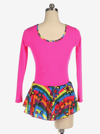 スケートドレスローズポリエステルダンス衣装