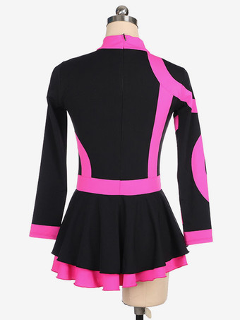 スケートドレスローズ韓国ベルベットストライプダンス衣装