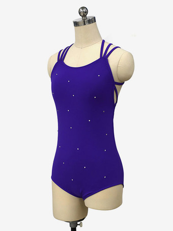 スケートドレスブルーポリエステルダンス衣装