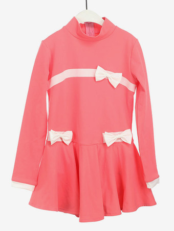 ピンク スケートドレスローズ韓国のベルベットダンス衣装