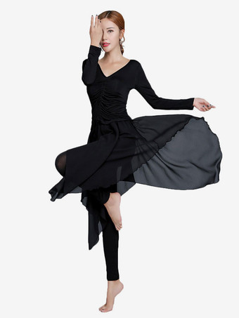 ダンス衣装　インターナショナルダンス　ブラック　女性用　社交ダンサー　無地　大人用　トップス&スプリットスカート　