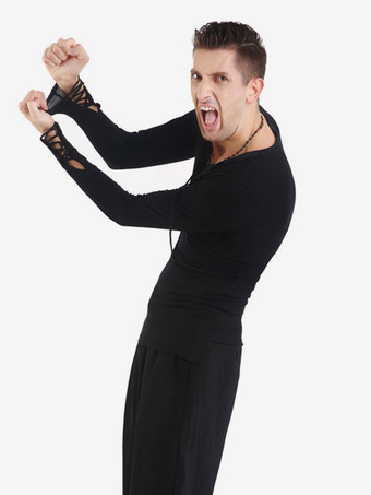 ダンス衣装　インターナショナルダンス　ブラック　男性用　社交ダンサー　無地　パフォーマンス　大人用　トップス　