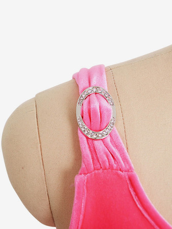 スケートドレスピンク韓国ベルベットノースリーブダンス衣装