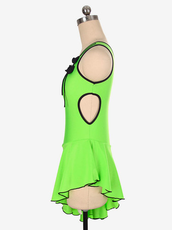 スケートドレスローズポリエステルボディコンダンス衣装